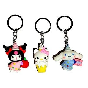 LOT Sanrio Keychains Hello Kitty & Friends Cinnamoroll Kuromi 3 Pieces Ice Cream